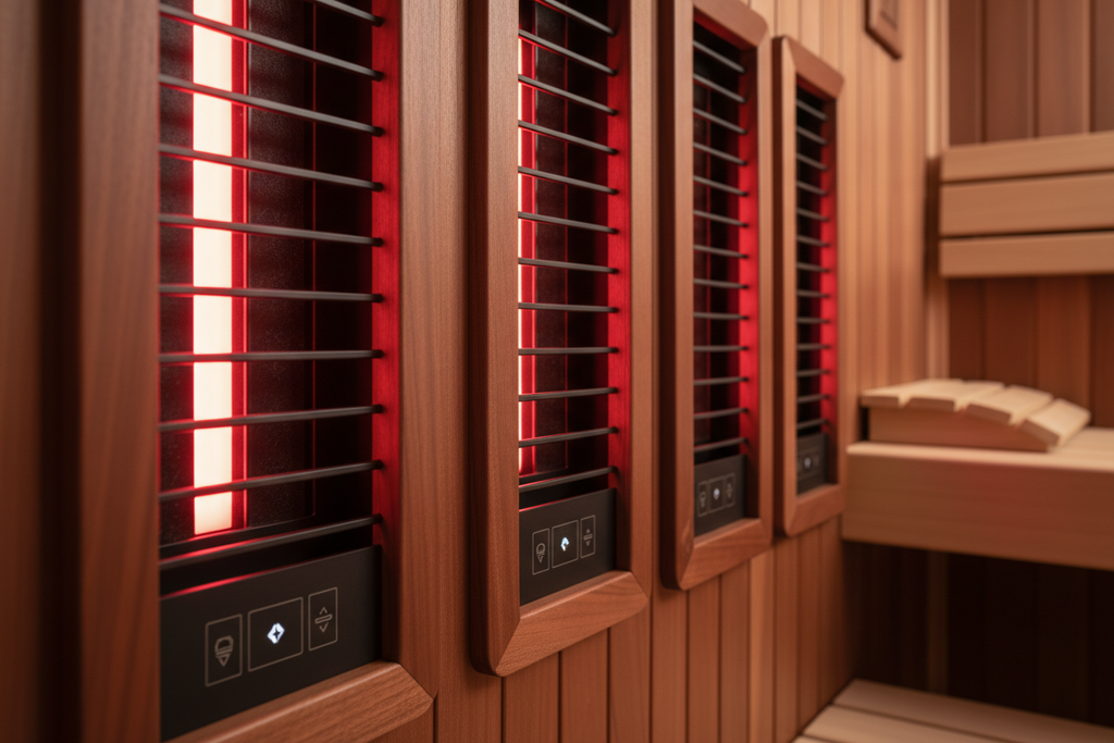 Close-up of infrared heating panels showing advanced technology