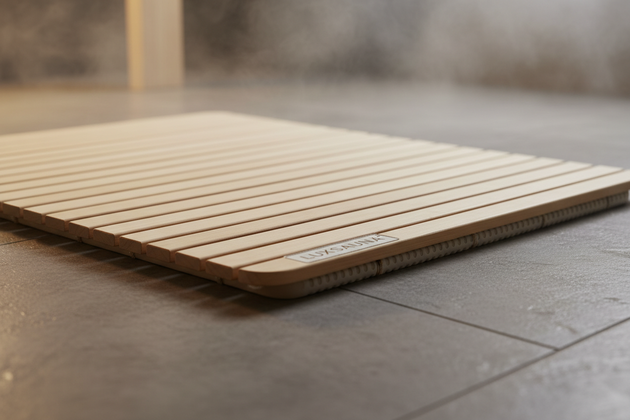 Premium bamboo sauna floor mat with non-slip design