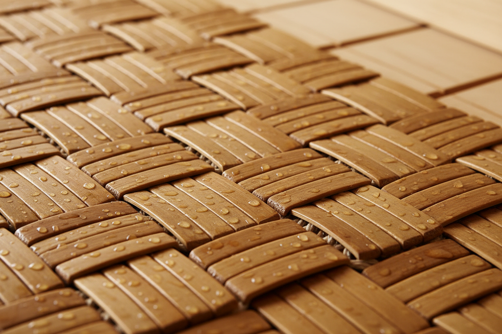 Close-up of bamboo slat construction and texture