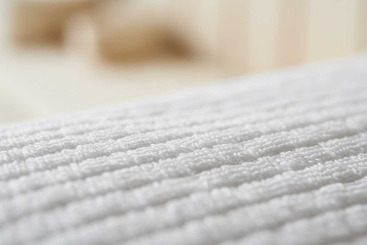 Close-up of luxury organic cotton towel texture
